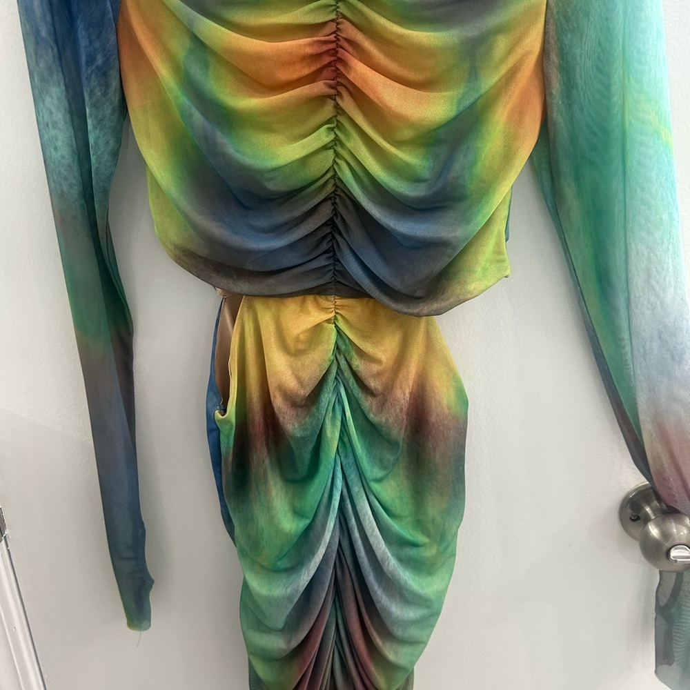 AFRM Multicolor Ruched Mini Dress - Picture 3 of 4